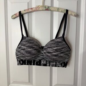 PINK Victoria's Secret Black & Gray Space-Dye Padded Bralette